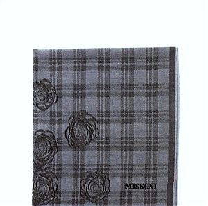 RRP  €360 MISSONI Wool &silk κασκόλ Γκρι, λουλούδια, καρώ σχέδιο