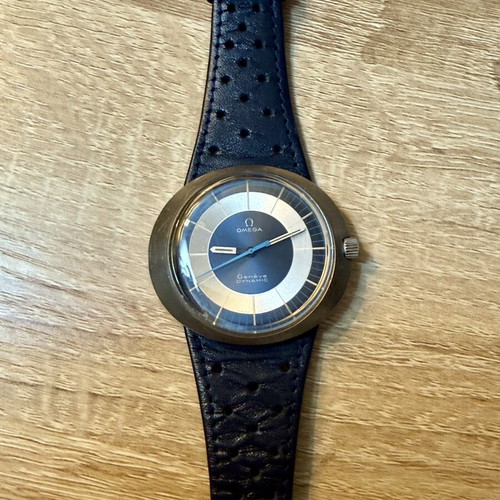 Omega Geneve Dynamic watch used, manual winding, white and blue