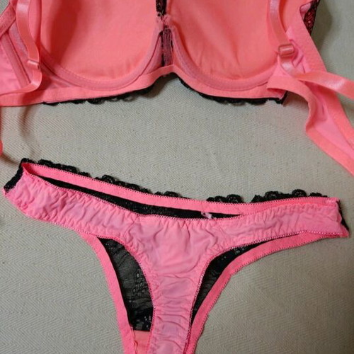 Women's lingerie set black-pink with lace new