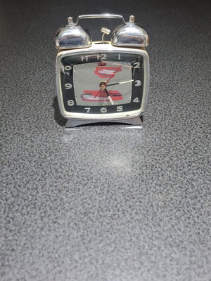 Metal Twin Bell Alarm Clock used, folk art custom, mechanical