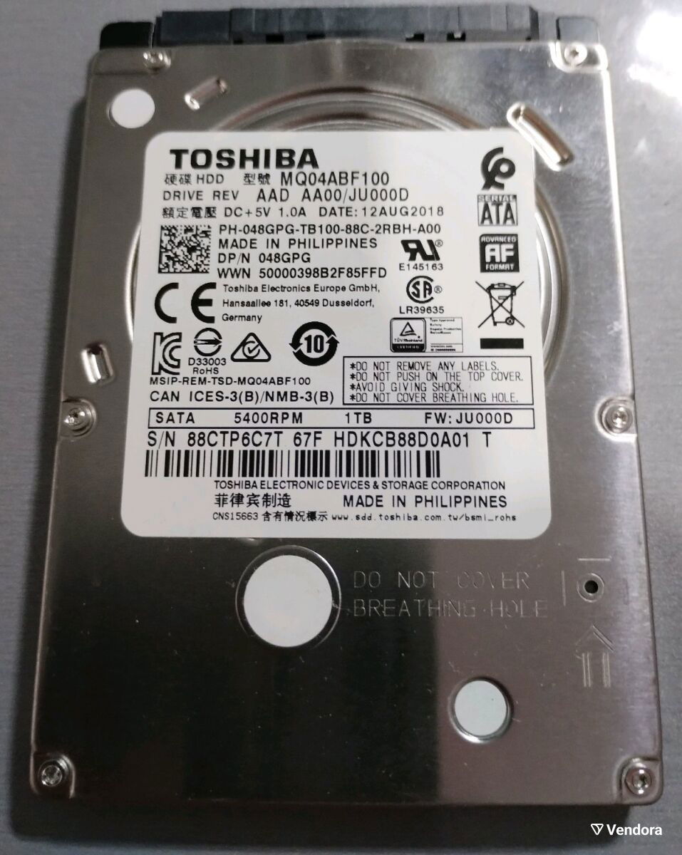 Toshiba Mobile Thin MQ04ABF100 1TB 5400RPM… - € 25,00 - Vendora