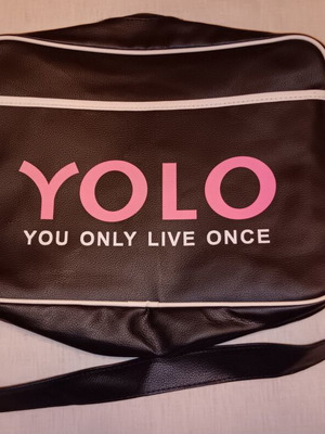 Yolo messenger bag used, black and pink, 35x9x26 cm