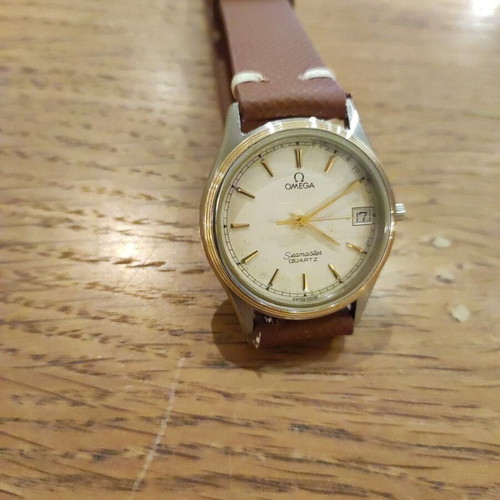 Omega Seamaster quartz cal.1332 wristwatch used, steel and gold case