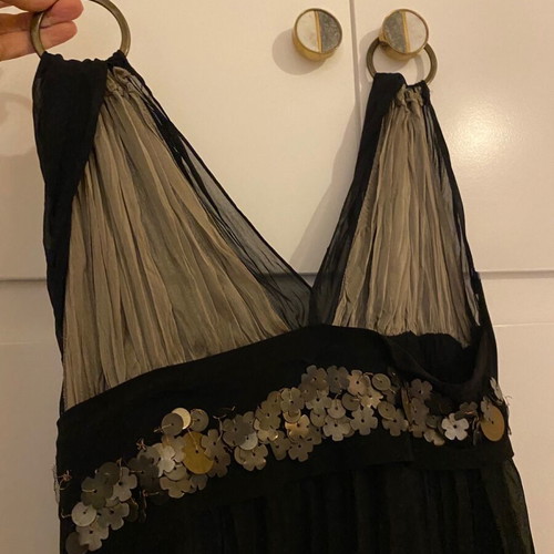 Evening dress large/medium like new with sequins and neckline