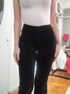 Velvet vintage pants black, like new, straight cut, side zipper, size XXS