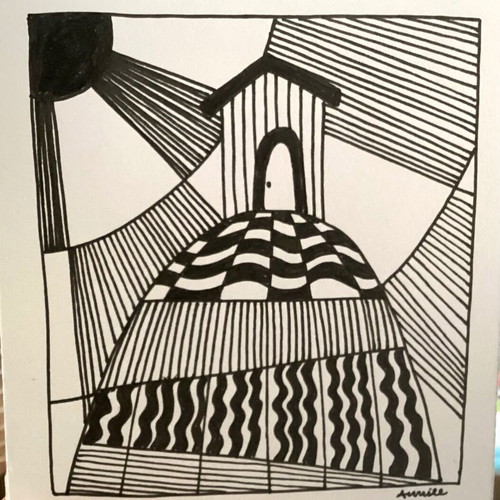 House sketch new, mini hand-drawn on Bristol 250gr paper