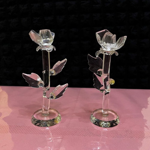 Decorative crystal flowers used, set of 2 pieces 15cm