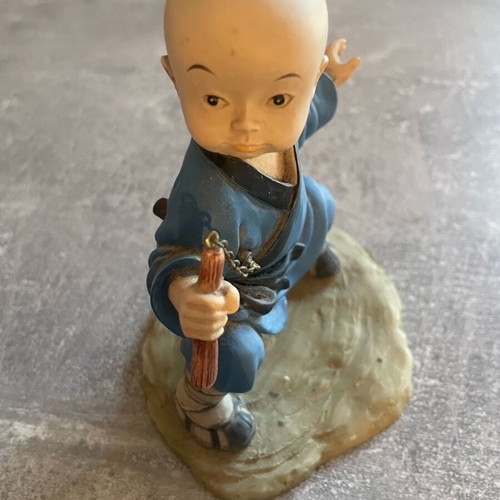 Shaolin Kung Fu clay figurine used with nunchaku from China 1999