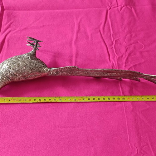 Vintage silver metal pheasant figurine like new
