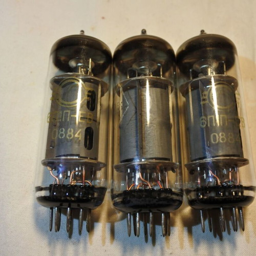 6P1P-EV 9-Pin Dual Tetrode Vacuum Tubes used, set of 3