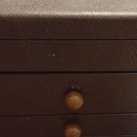 Cutlery case used, brown with gray velvet lining