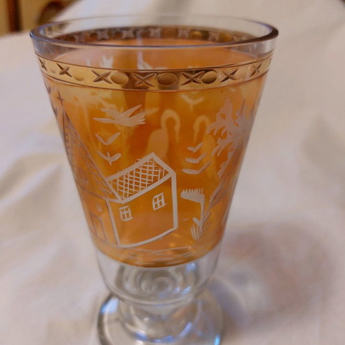 Bohemia glass used vintage amber crystal with tayé hand designs