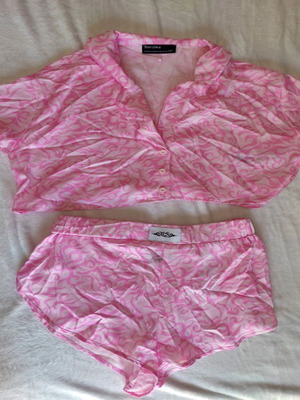 Σετ pijama Bershka νούμερο XS, νέο, ροζ και λευκό