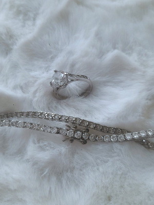 Silver 925 Riviera and adjustable ring set vintage, like new