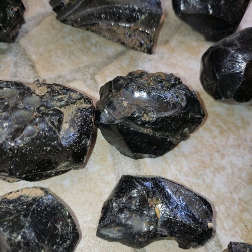 Black Obsidian used, pack all together, volcanic glass