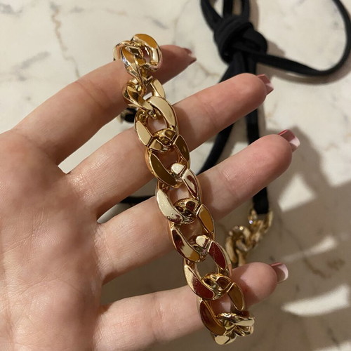 Handmade adjustable gold-tone necklace with cord