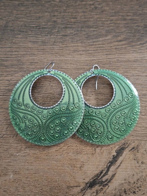 Earrings like new, color veraman and green