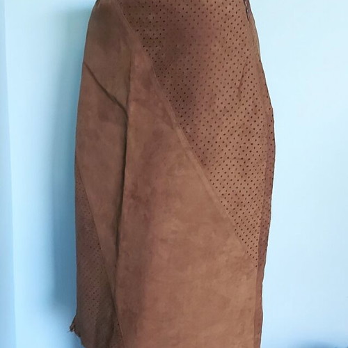 Vintage asymmetrical suede skirt like new, Italy, lined