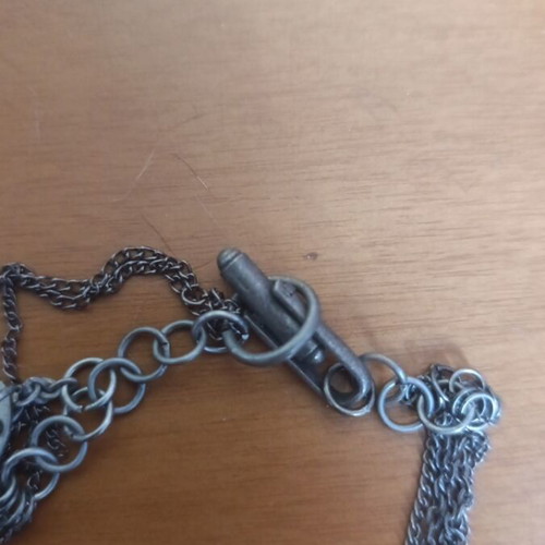 Gothic EJ Brand Necklace like new, long chain with cross guitar pendant