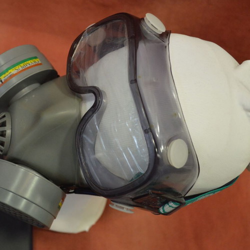 Respirator mask and protective goggles new Fire Department