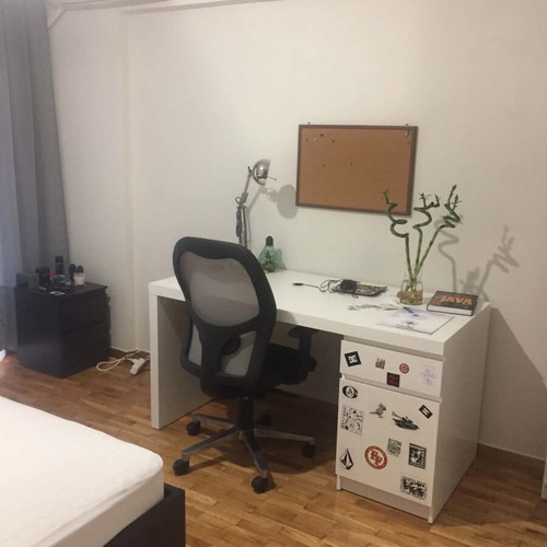 Student desk white 140x65 wood used with drawer and cabinet