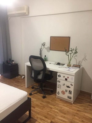 Student desk white 140x65 wood used with drawer and cabinet
