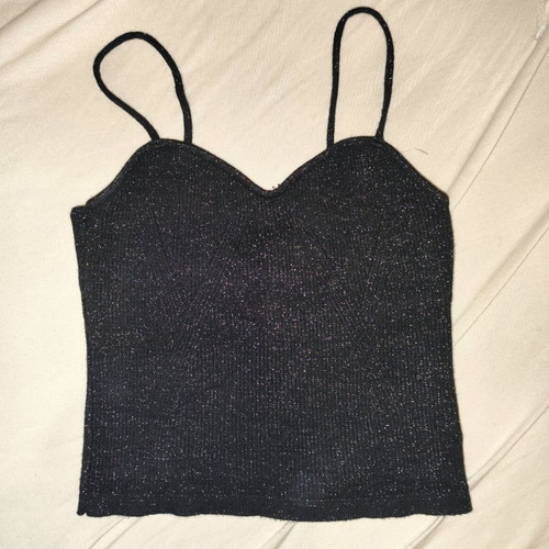 Crop glittery top H&M size M like new, black