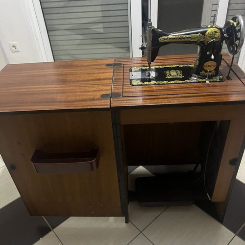 ZAMPA vintage sewing machine with wooden cabinet used