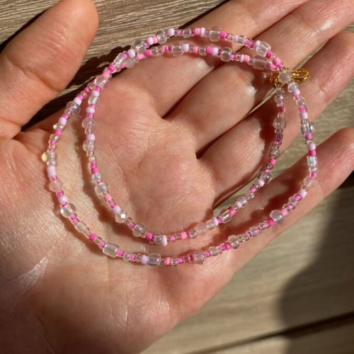 Handmade earrings and necklace set in pink shades inspired by Barbie