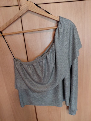 Zara silver one-shoulder blouse like new, size medium