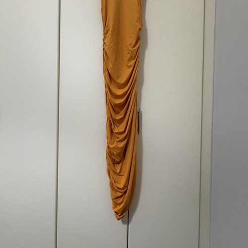 Zara midi dress with ruching, orange, size M