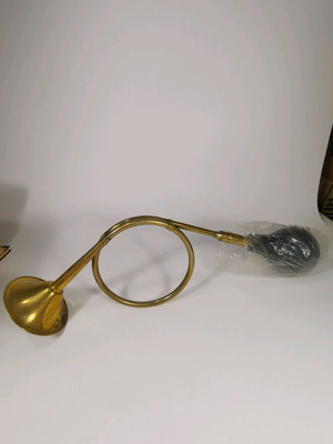 Vintage brass horn klaxon used, 52 cm length