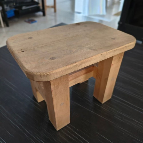Wooden Stool used, handmade solid pine wood