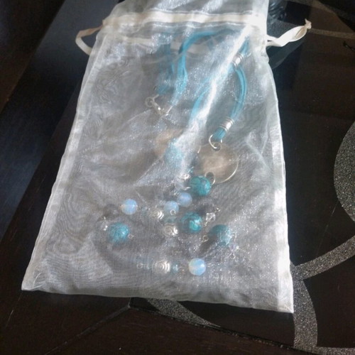 Maribel Accessories handmade long necklace blue stainless steel like new