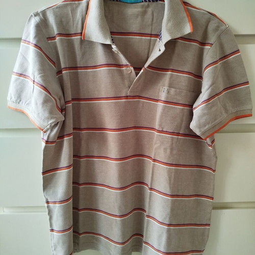Braggi Men polo shirt, XL, beige and orange stripes