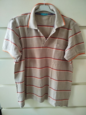 Braggi Men polo shirt, XL, beige and orange stripes