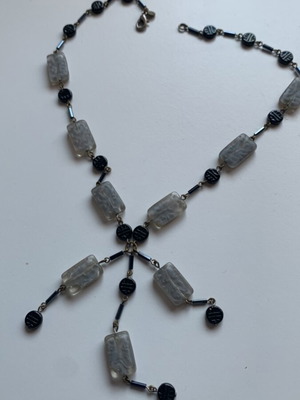 Art Deco vintage necklace used with glass and French jet beads