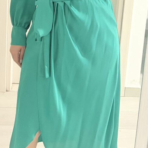 Mix & Match satin tunic dress emerald green like new