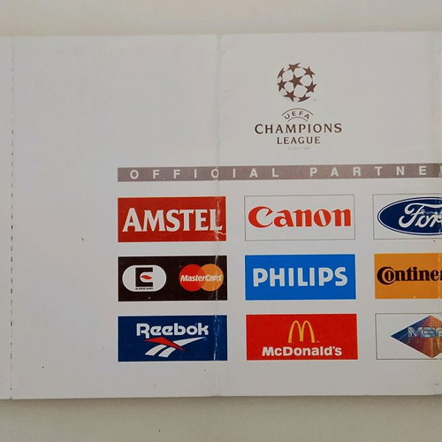 Collectible VIP Champions League ticket Panathinaikos 1996 like new