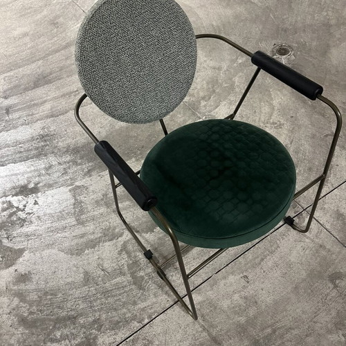 Custom Made Dining Chair metal with velvet seat like new