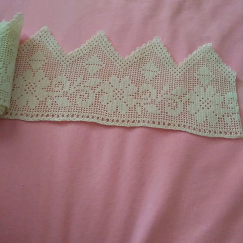 Handmade lace new, white crochet, 2m length, 13cm width