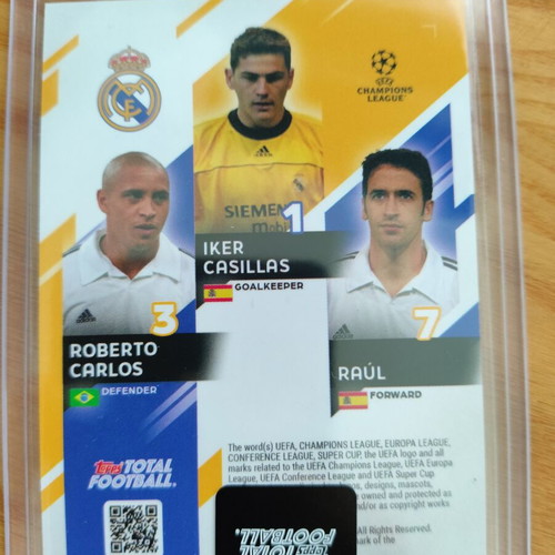 Topps Total Football Real Madrid Trios Roberto Carlos Casillas Raul 99 card like new