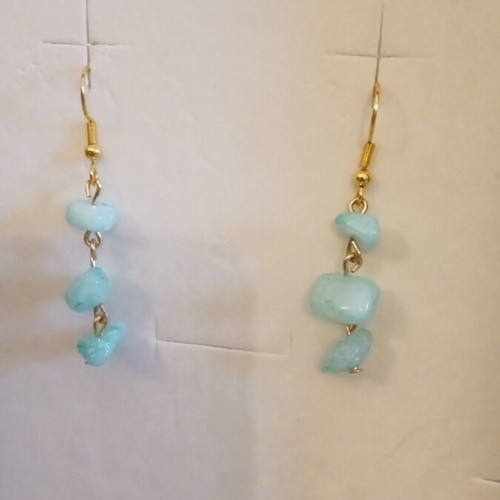 Earrings with nephrite semi-precious stones and steel clasp new
