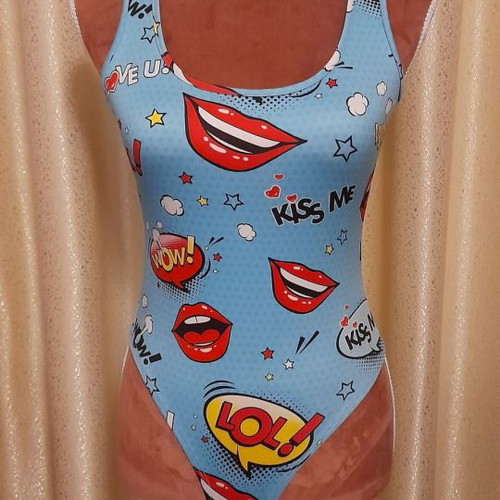 One-piece swimsuit like new, size S-M, blue and red