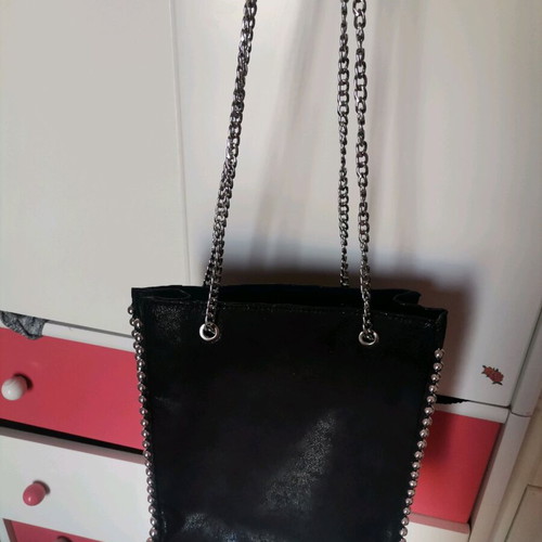 Zara women's bag used, black sweat with silver chain shoulder