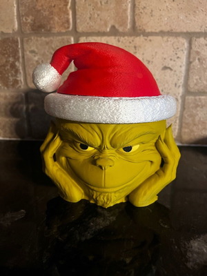 Grinch bowl with Santa hat new
