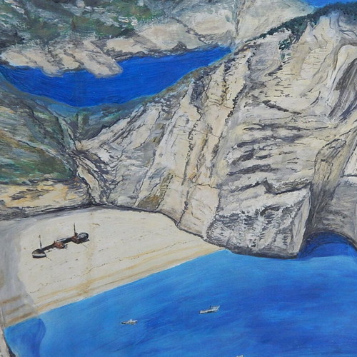 Painting of Navagio Beach in Zakynthos like new