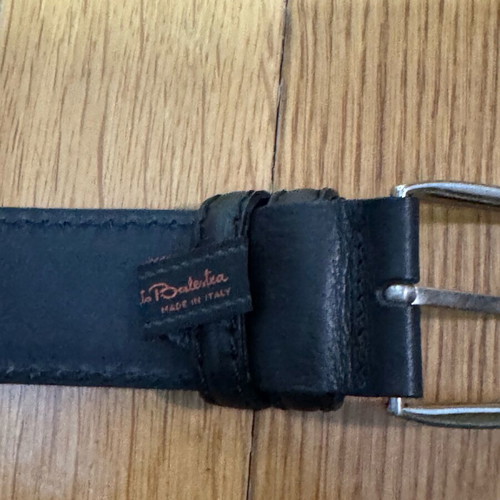 Renato Balestra handmade leather belt black like new 125cm