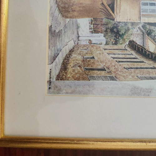 Watercolors by H. Christodoulidis, pack of 4, like new, framed