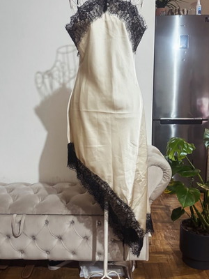 VG Styline Satin Dress Asymmetric with Lace Details, New, S/M